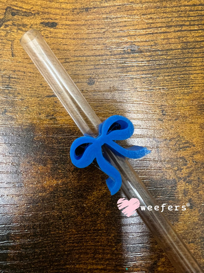 Itty Bitty Bow Straw Toppers - Pack of 5 Royal Blue - Pack of 5 Weefers