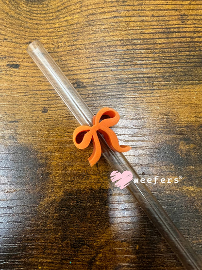 Itty Bitty Bow Straw Toppers - Pack of 5 Orange - Pack of 5 Weefers
