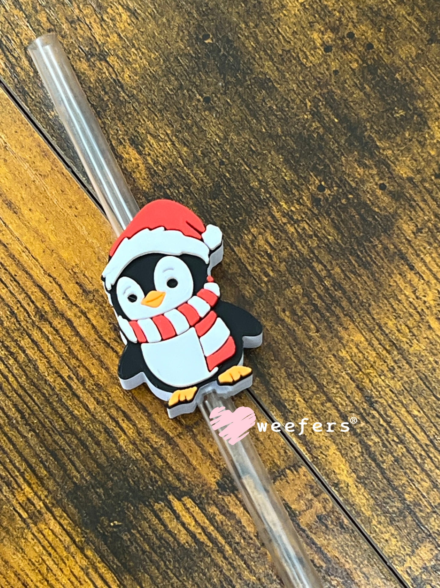 Christmas Penguin Straw Topper Buddy Weefers