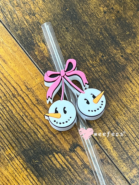 Cherry Snowman Straw Topper Buddy Weefers