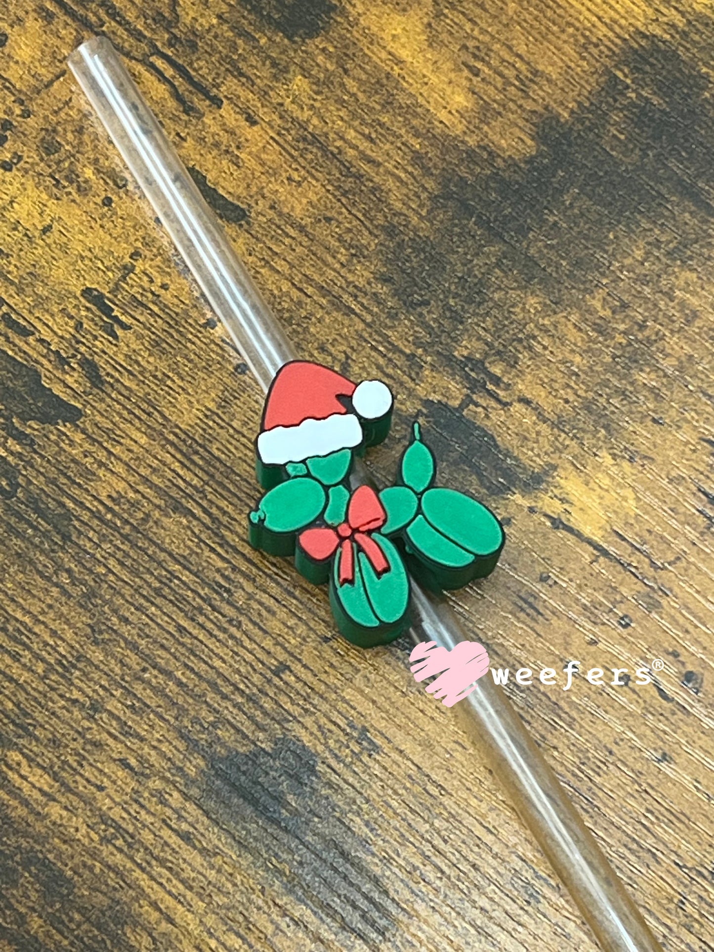 Christmas Santa Balloon Dog Red and Green Straw Topper Buddy Christmas Balloon Dog - Red and Green Large Weefers