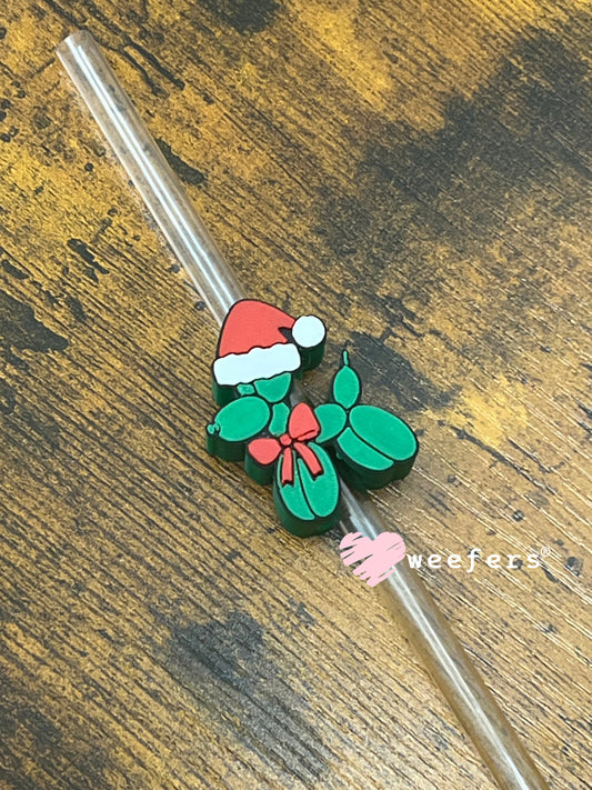 Christmas Santa Balloon Dog Red and Green Straw Topper Buddy Christmas Balloon Dog - Red and Green Large Weefers