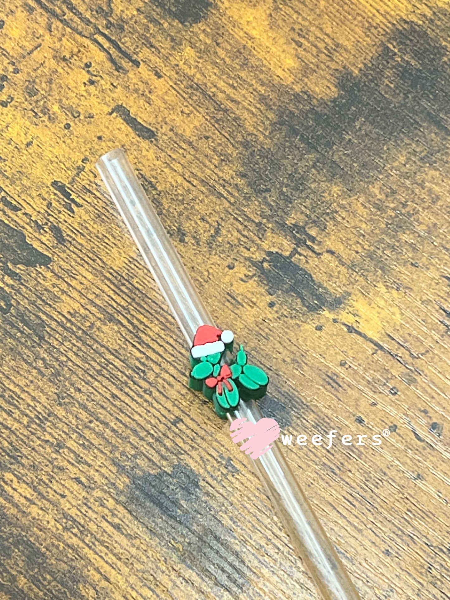 Christmas Santa Balloon Dog Red and Green Straw Topper Buddy Christmas Balloon Dog - Red and Green Small Weefers