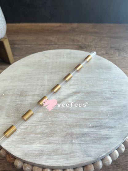 Patterned Straws Fits 16oz Can Sized Cups Gold Striped Translucent Weefers