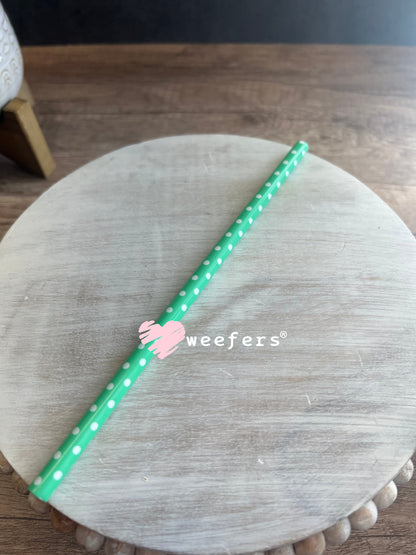 Patterned Straws Fits 16oz Can Sized Cups Seafoam Green and White Polka Dot Weefers
