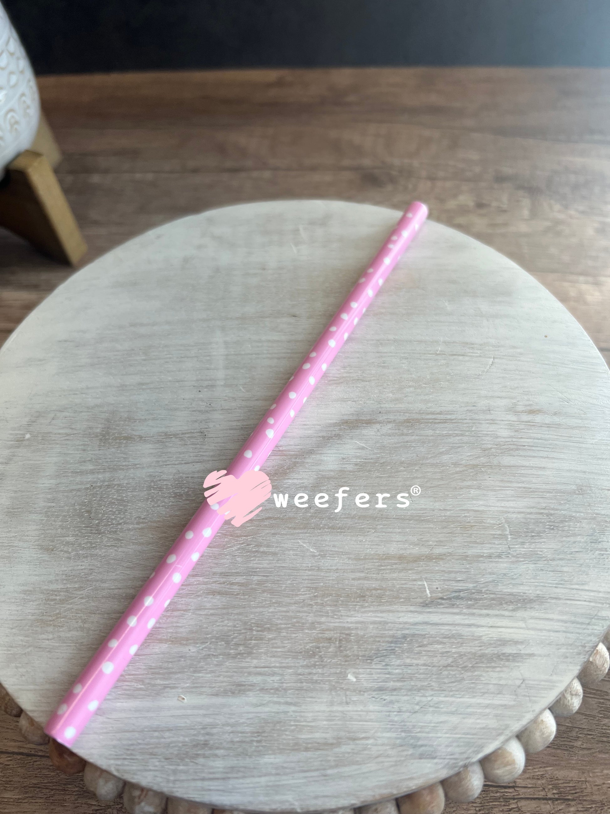 Patterned Straws Fits 16oz Can Sized Cups Pink and White Polka Dot Weefers
