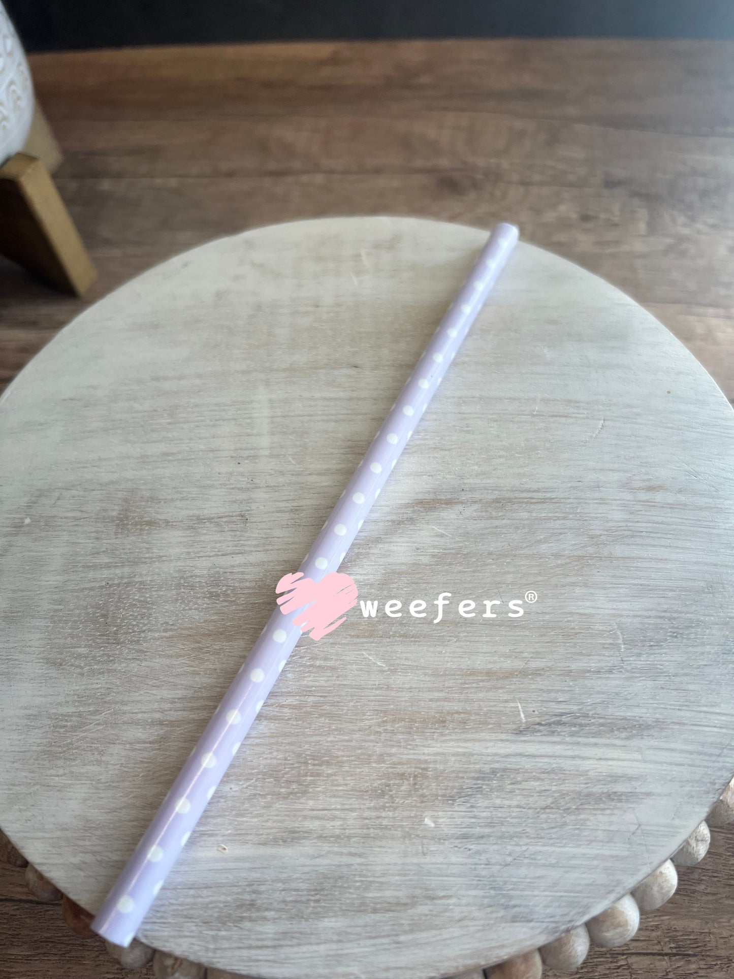 Patterned Straws Fits 16oz Can Sized Cups Purple and White Polka Dot Weefers