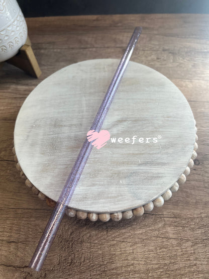 12" Patterned Straw – Fits 40oz Tumblers | Reusable Colorful Drink Straw - 10mm Purple Glitter Weefers