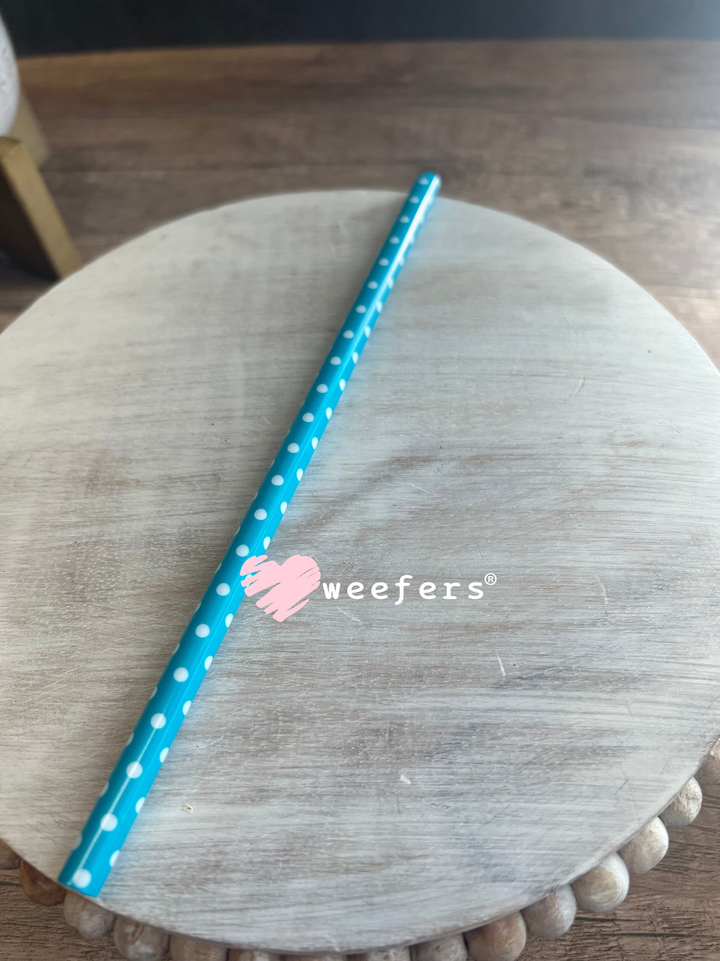Patterned Straws Fits 16oz Can Sized Cups Blue and White Polka Dot Weefers