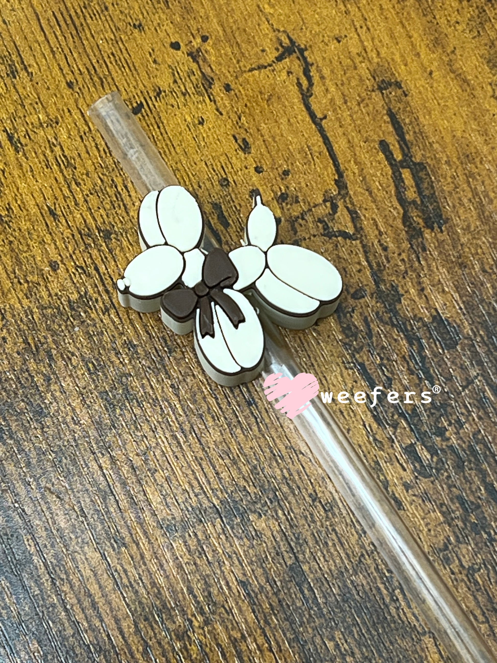 Tan and Brown Balloon Dog Straw Topper Buddy Large Weefers