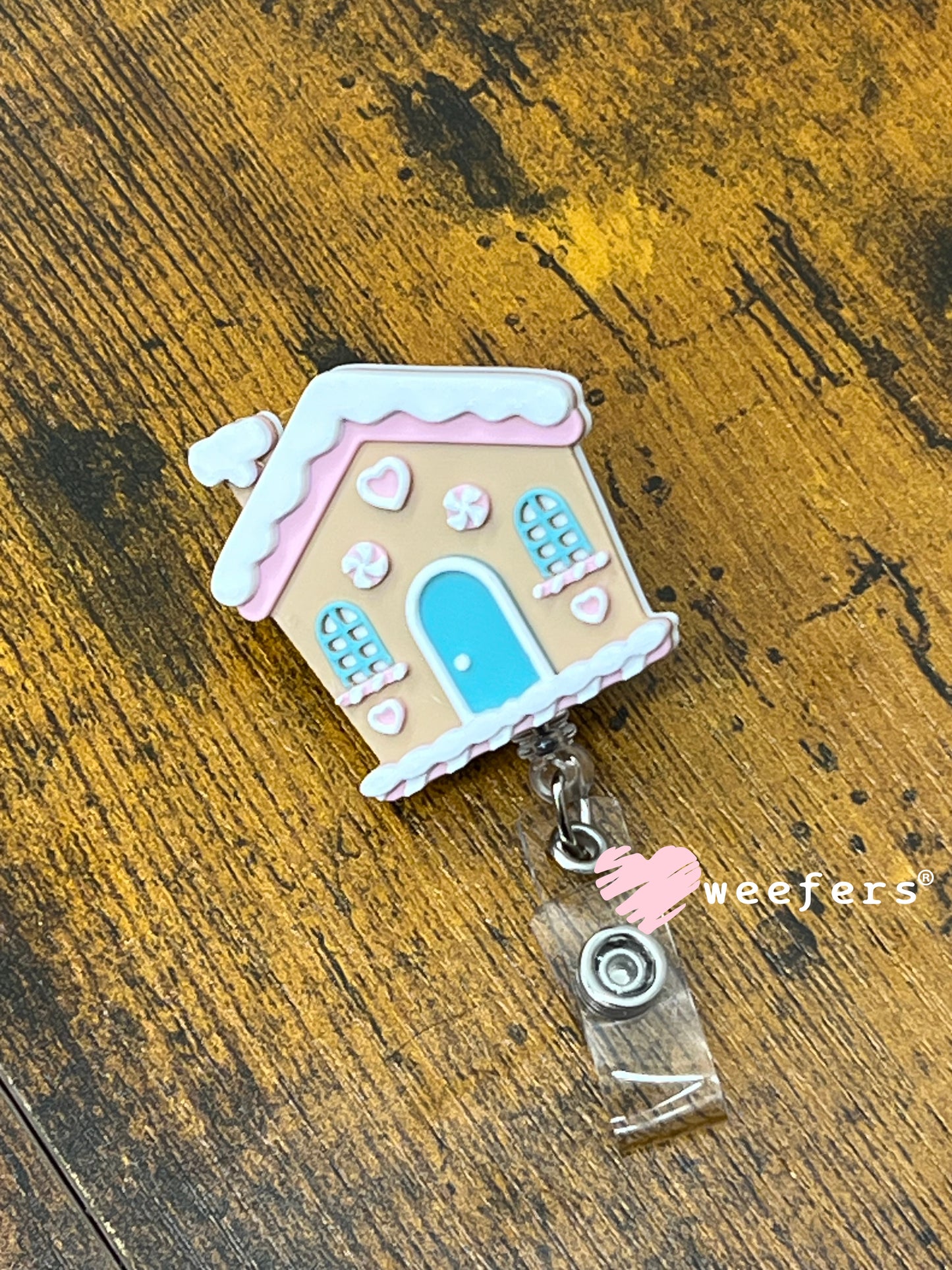 Pink and Blue Gingerbread House - Badge Reel Focal Weefers