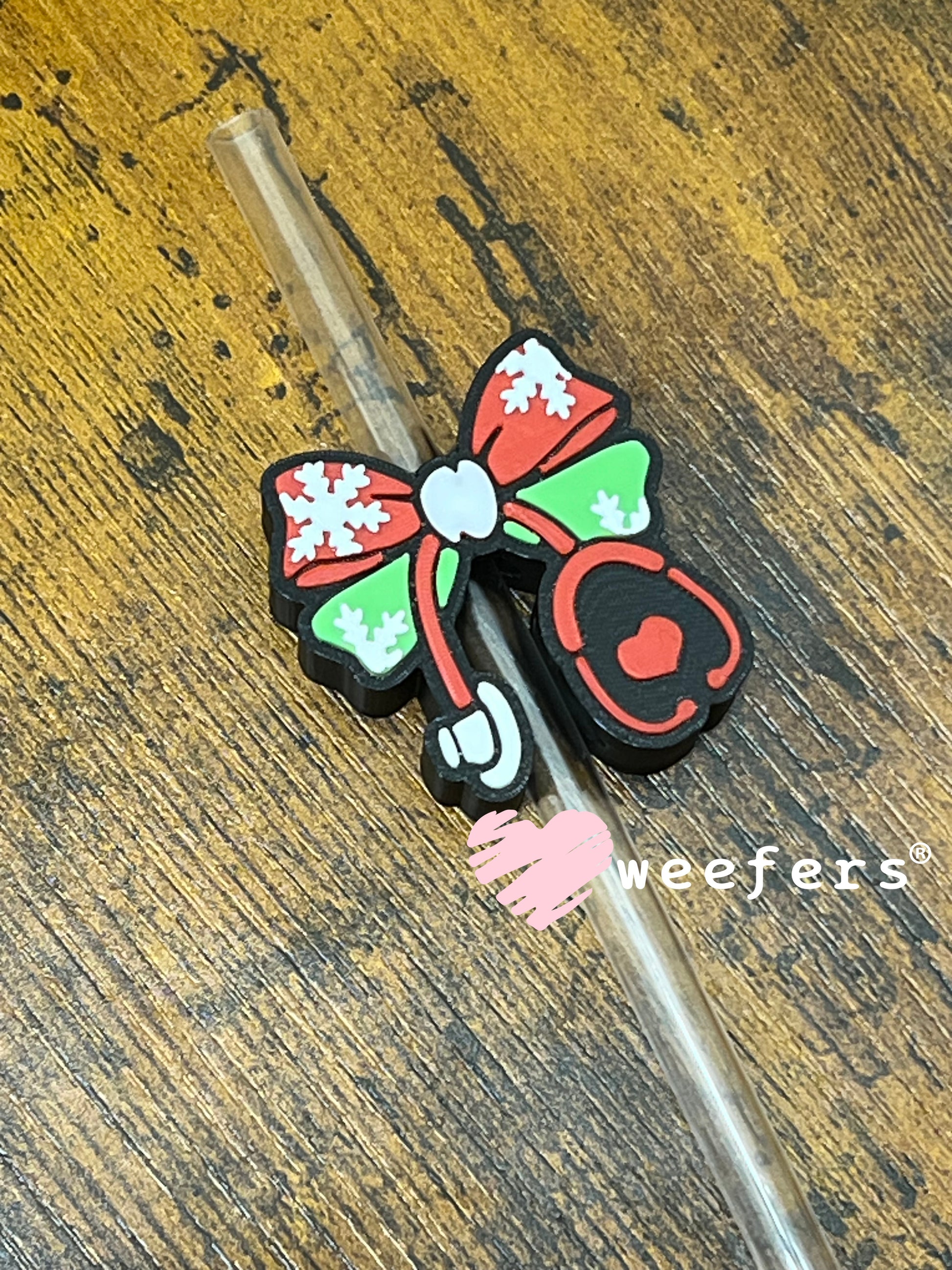 Red Green Christmas Nurse Straw Topper Buddy Weefers