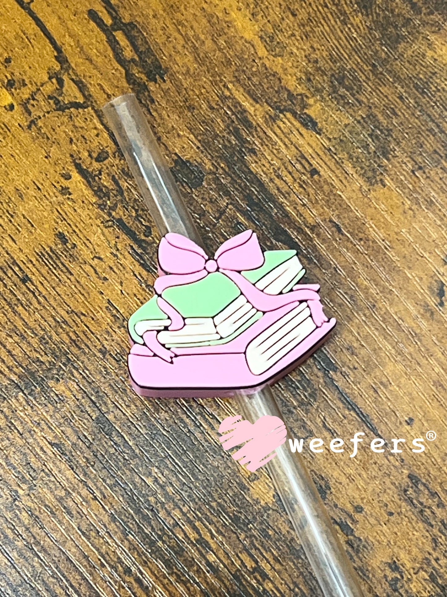 Straw Topper Buddy - Book Lover Mint and Pink Weefers