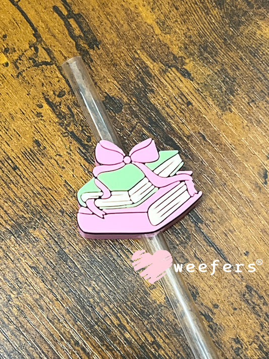 Straw Topper Buddy - Book Lover Mint and Pink Weefers