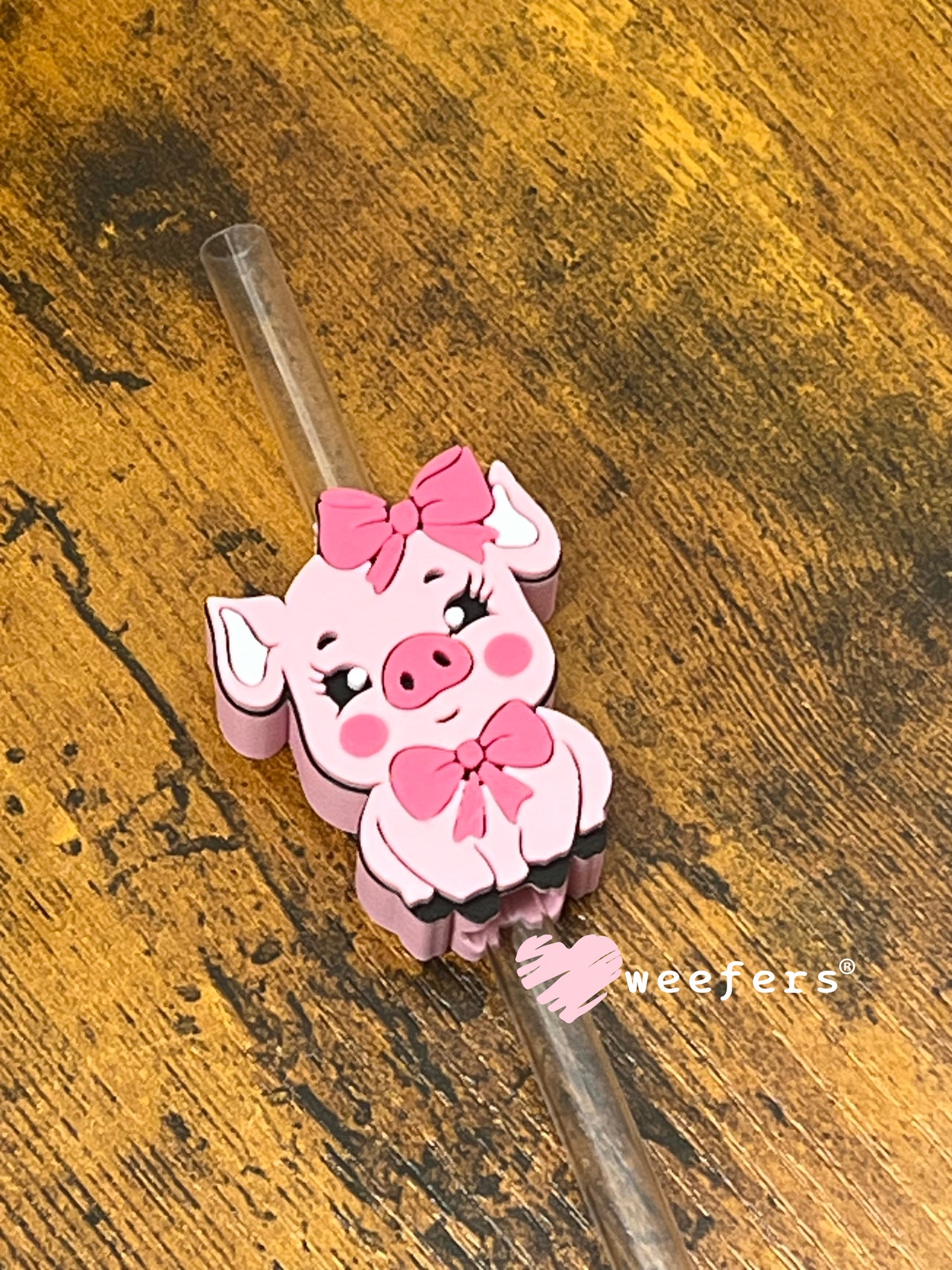 Straw Topper Buddy - Pink Piggy Weefers