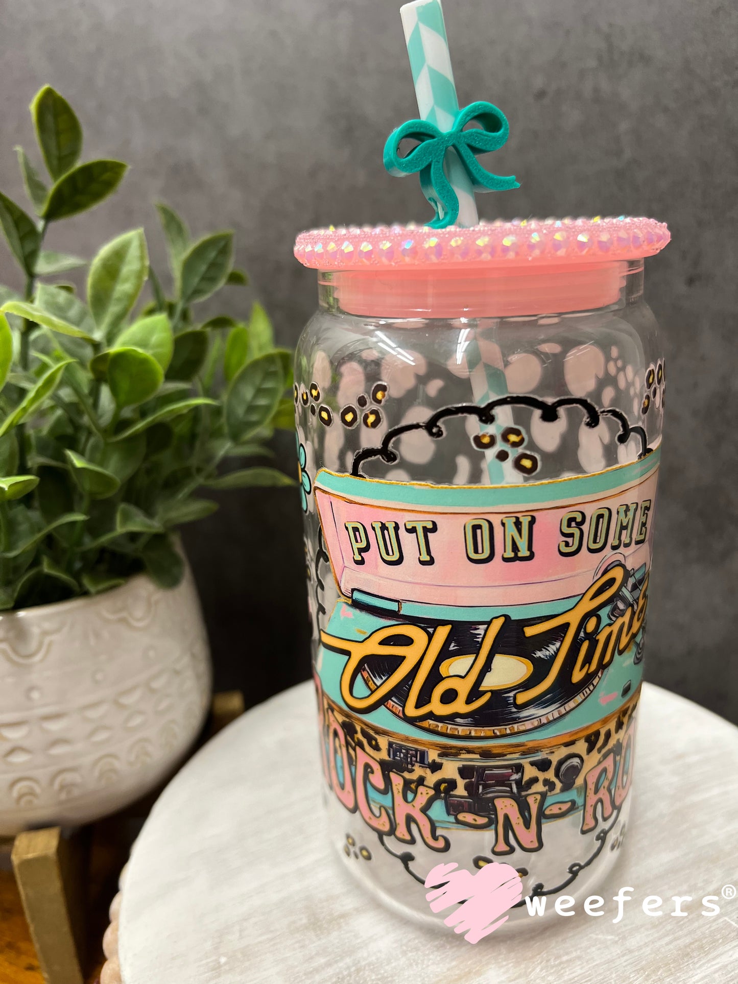 Put on Some Old Time Rock N Roll UV DTF Cup Wrap - Weefers Exclusive Weefers