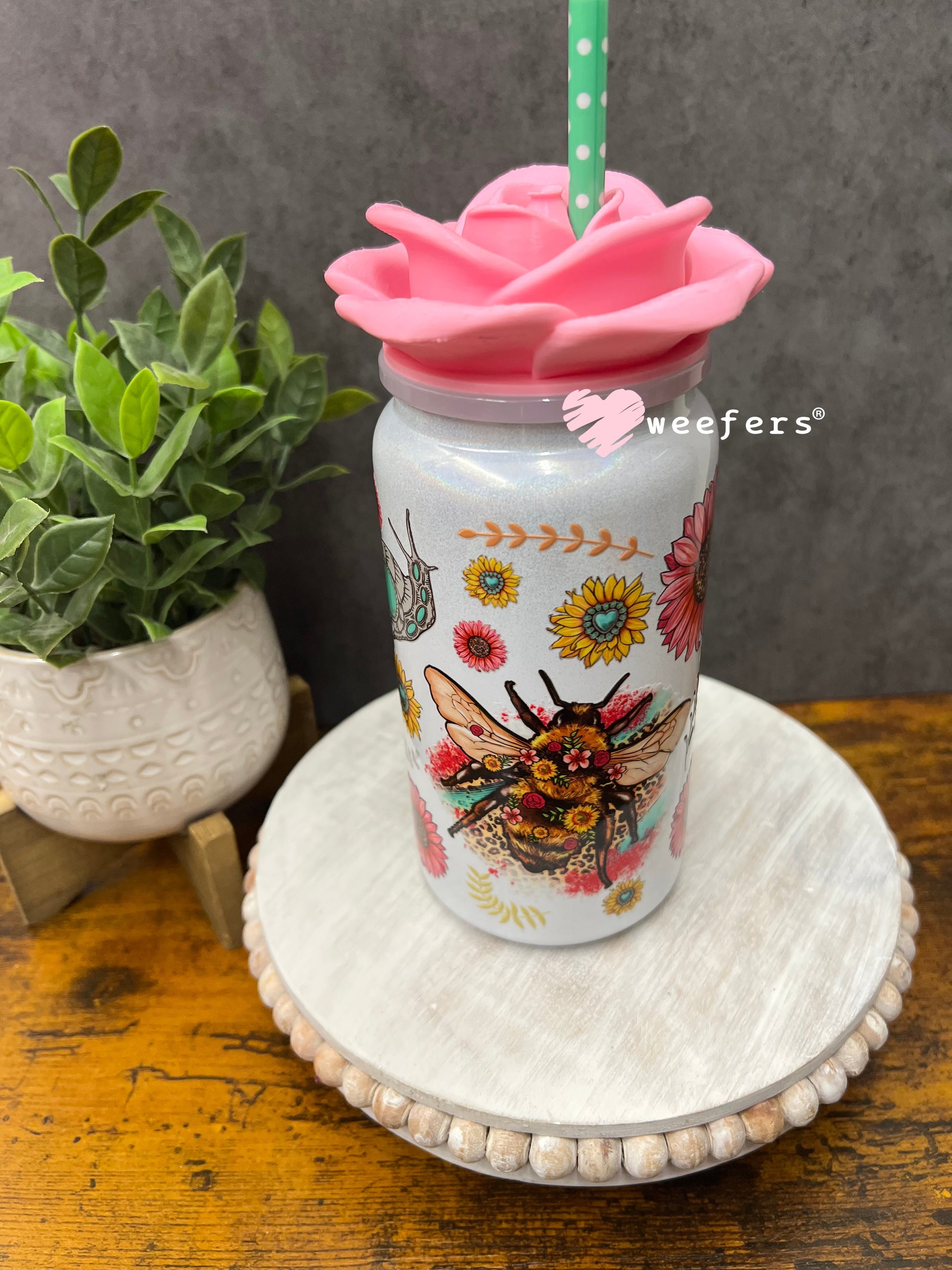 16oz Rose Lid Toppers for Tumblers | Bridesmaid & Event Drinkware Accessory Weefers