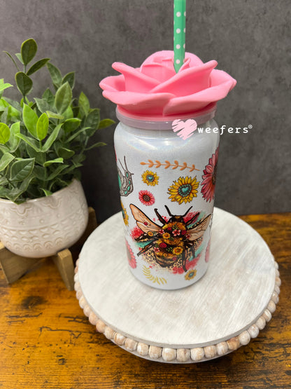 16oz Rose Lid Toppers for Tumblers | Bridesmaid & Event Drinkware Accessory Weefers