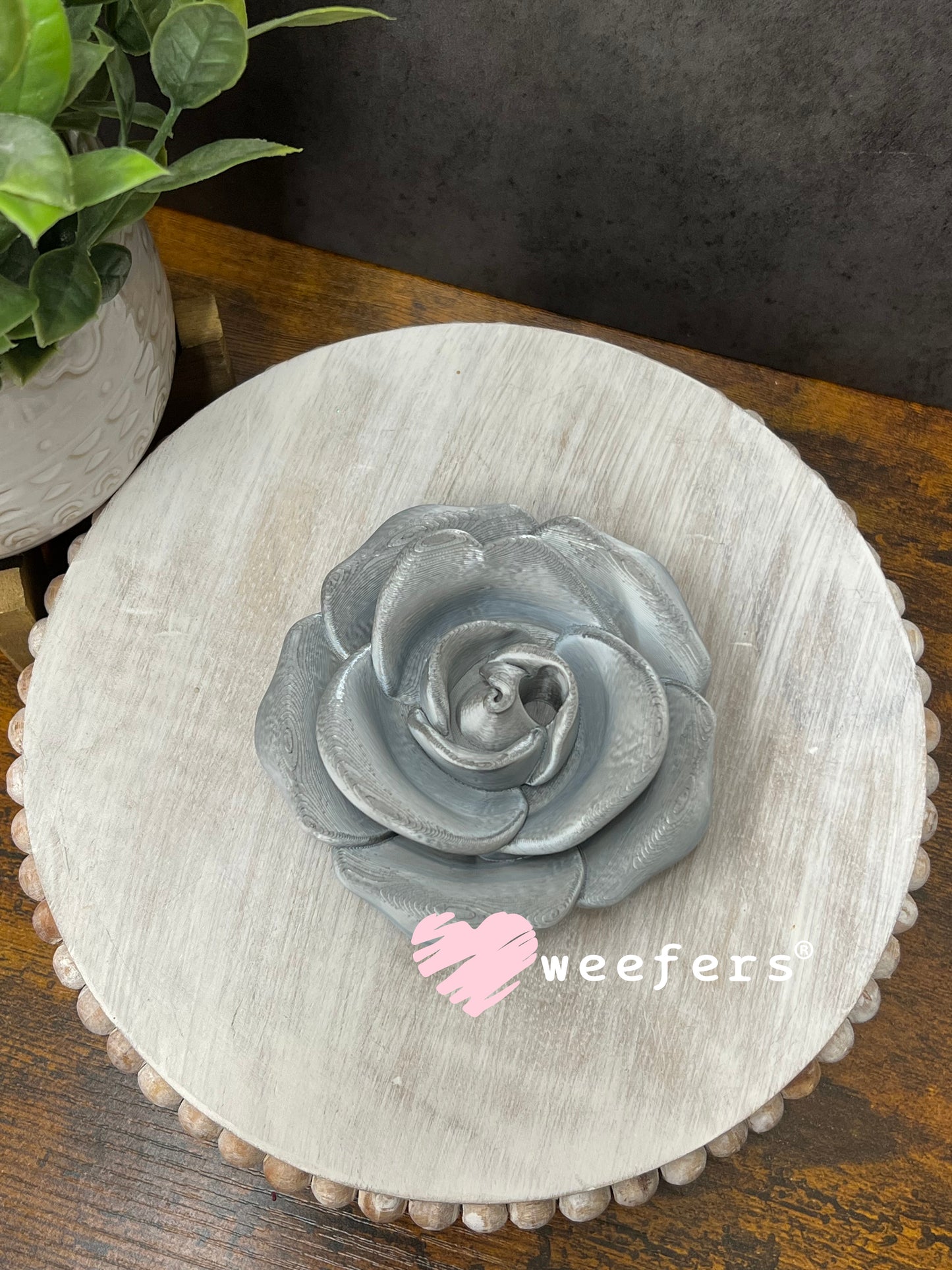 16oz Rose Lid Toppers for Tumblers | Bridesmaid & Event Drinkware Accessory Metal Silver Weefers