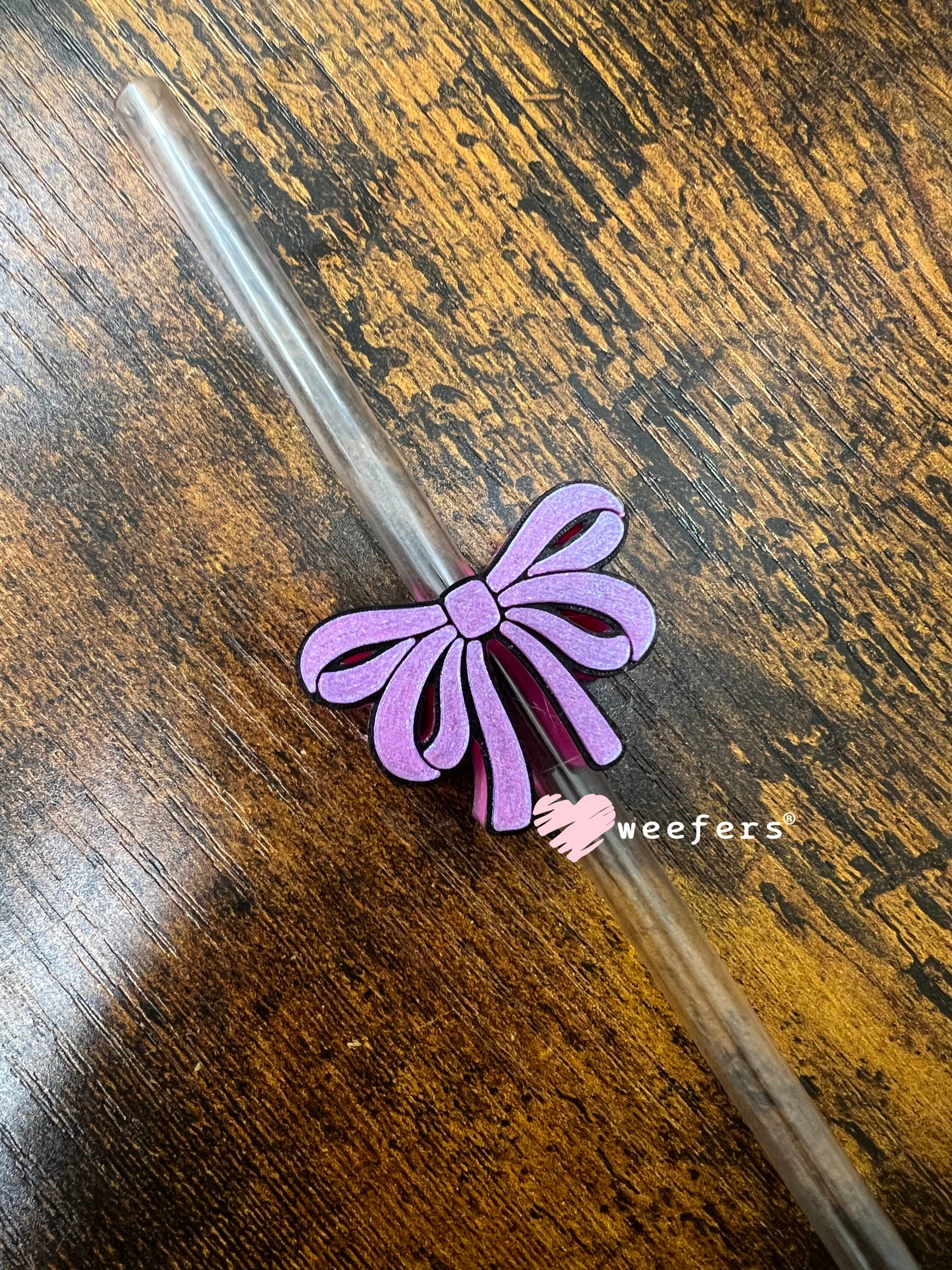 Straw Topper Buddy - Iridescent Floppy Bow Weefers