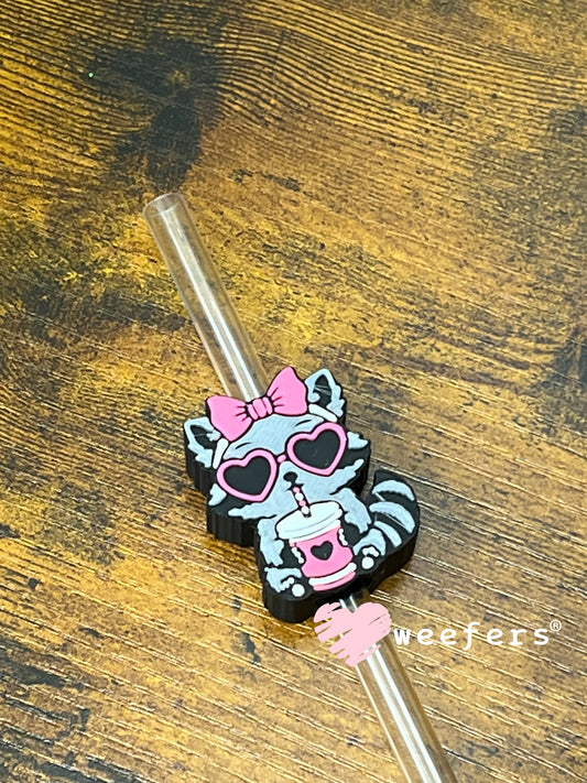 Straw Topper Buddy - Bougie Racoon with Iced Coffee Weefers