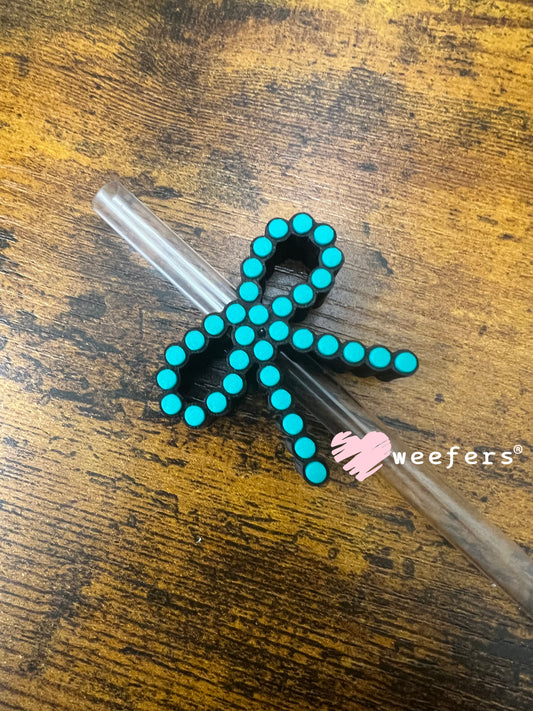 Straw Topper Buddy - Turquoise Bead Bow Weefers
