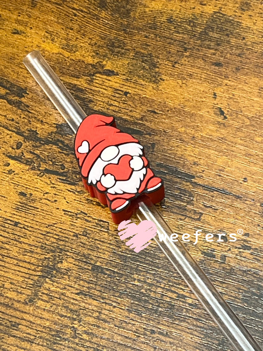 Straw Topper Buddy - Valentine Gnome Red Weefers