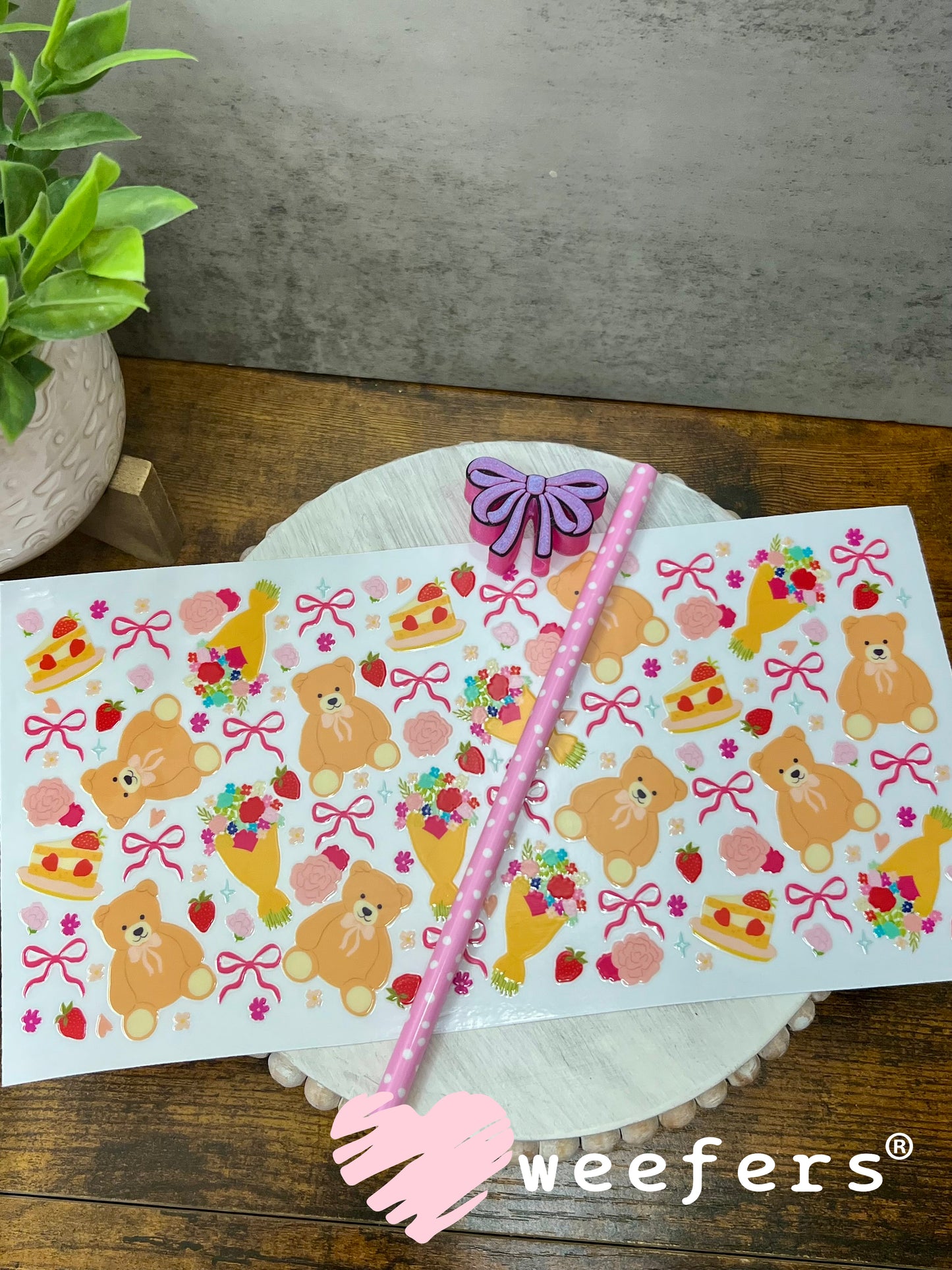 Teddy Bear friends UV DTF Cup Wrap Weefers