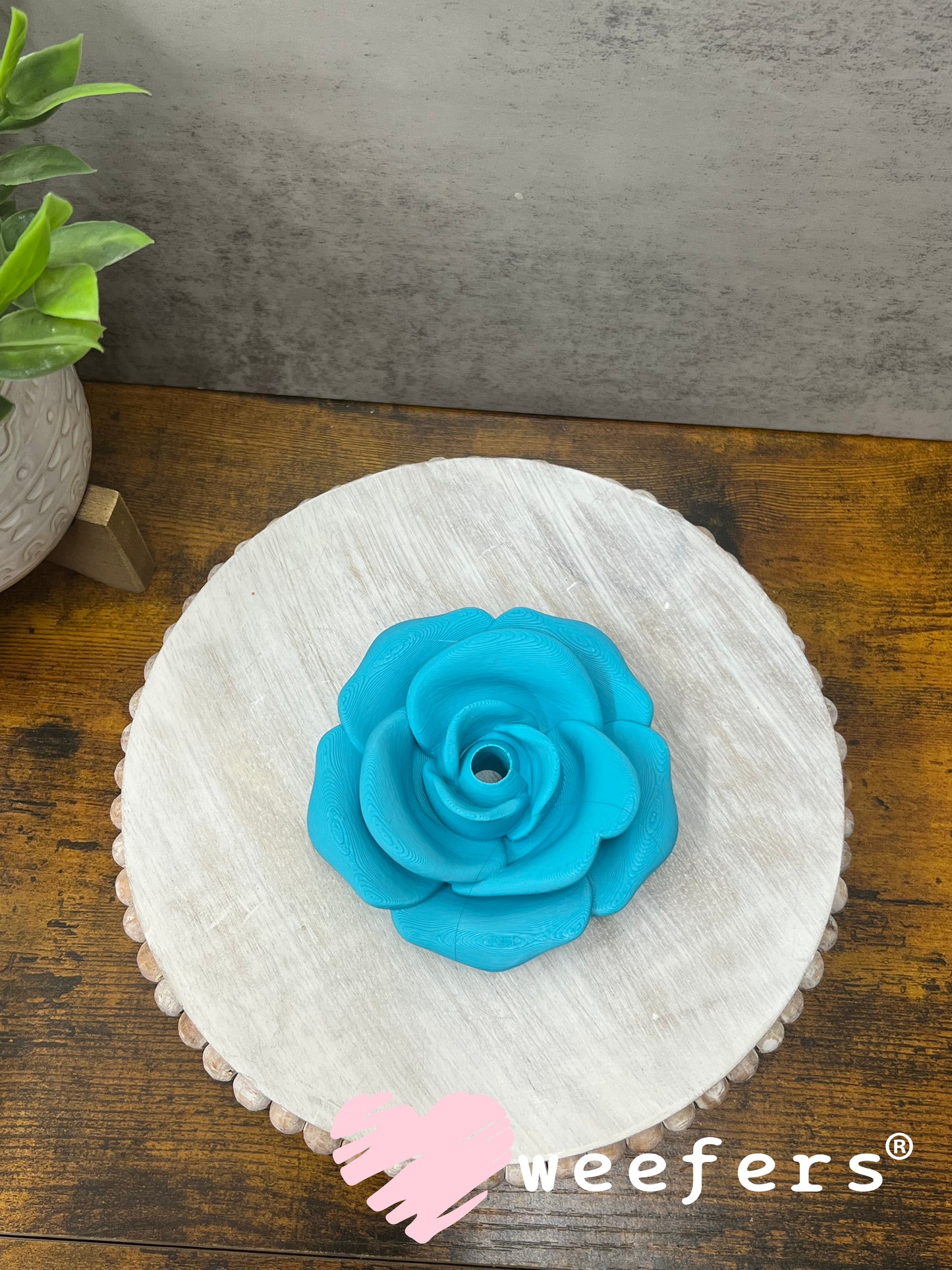 24oz Rose Lid Toppers for Tumblers | Bridesmaid & Event Drinkware Accessory (Center HOLE) 8mm Teal Weefers