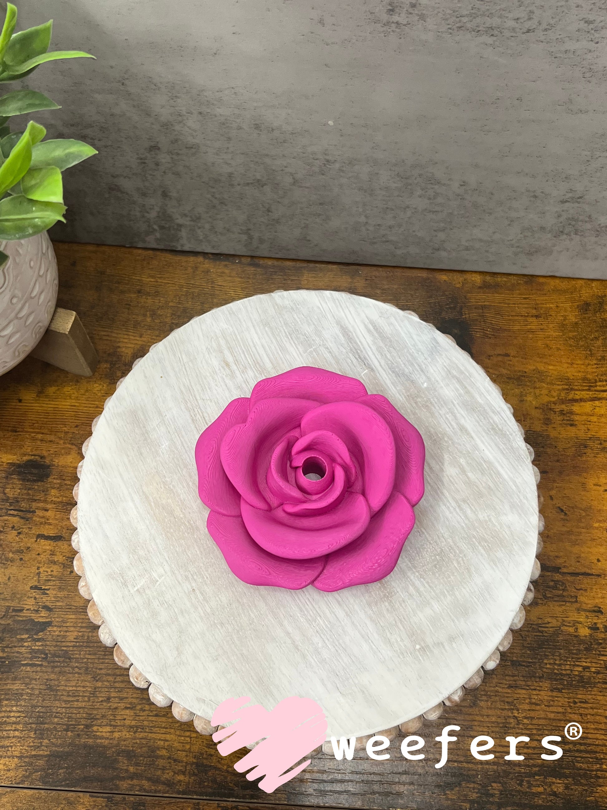 24oz Rose Lid Toppers for Tumblers | Bridesmaid & Event Drinkware Accessory (Center HOLE) 8mm Magenta Weefers
