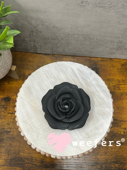 24oz Rose Lid Toppers for Tumblers | Bridesmaid & Event Drinkware Accessory (Center HOLE) 8mm Black Weefers
