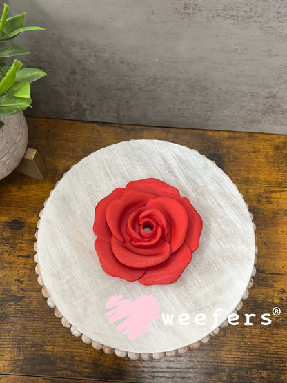 24oz Rose Lid Toppers for Tumblers | Bridesmaid & Event Drinkware Accessory (Center HOLE) 8mm Red Weefers