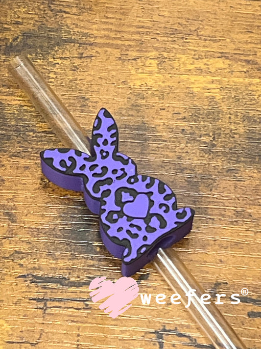 Straw Topper Buddy - Cheetah Purple Bunny Weefers
