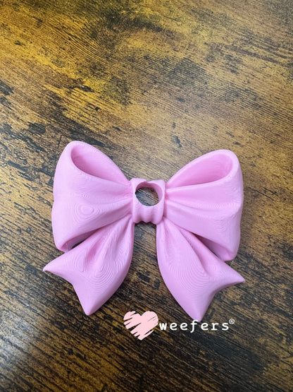 16oz and 24oz Bow Lid Toppers for Tumblers | Bridesmaid & Event Drinkware Accessory (Center HOLE) 8mm Pink Weefers