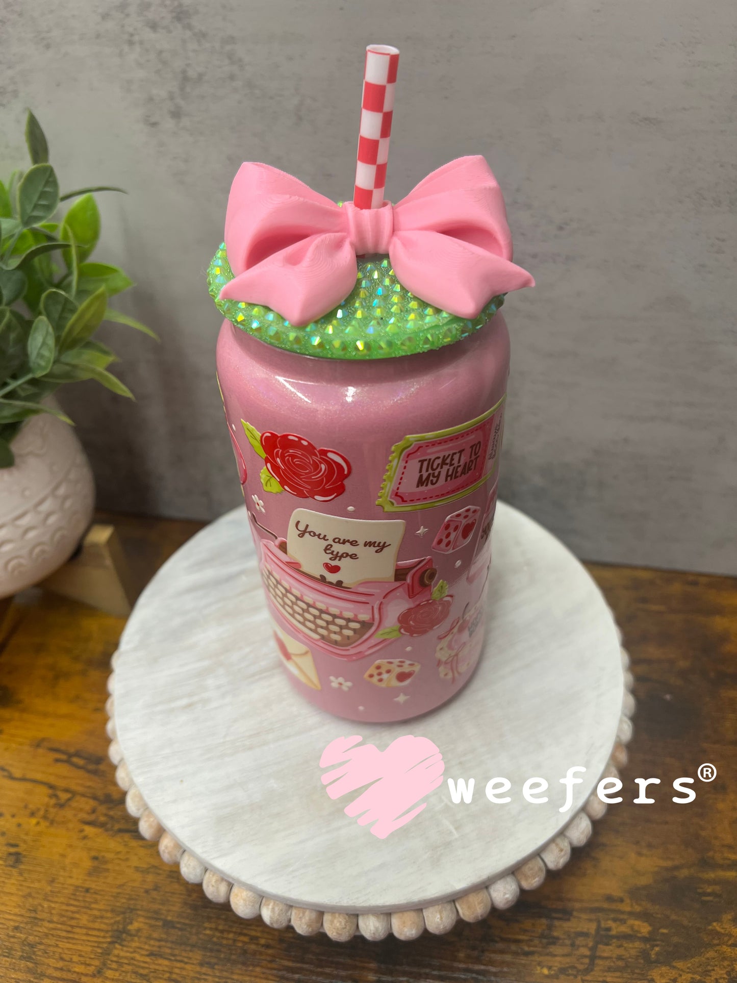 16oz and 24oz Bow Lid Toppers for Tumblers | Bridesmaid & Event Drinkware Accessory (Center HOLE) 8mm Weefers