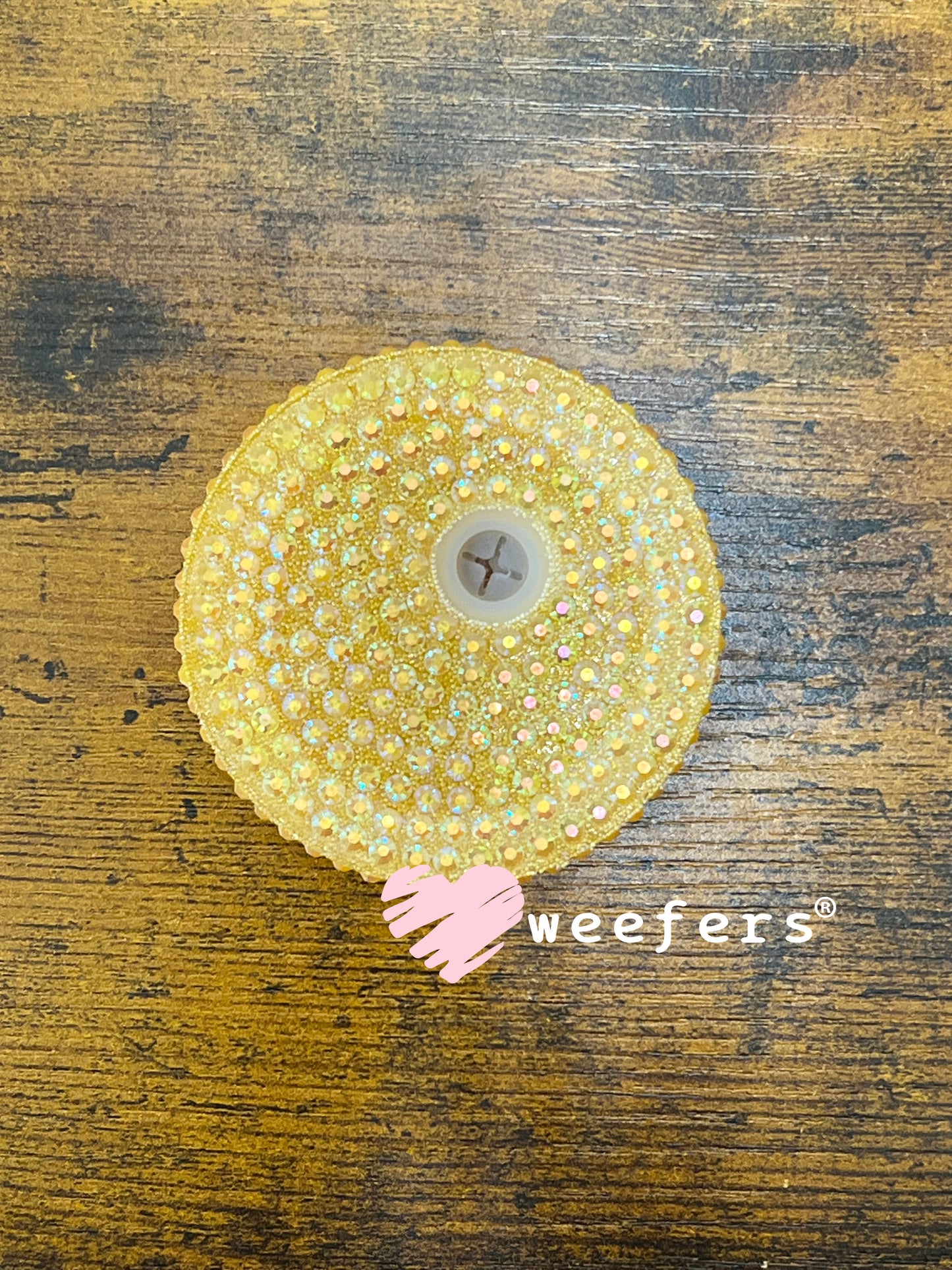 Replacement 16oz Blinged Colored Lids (Fits 16oz Can Shaped Cups) 1 - Lemon Yellow Weefers