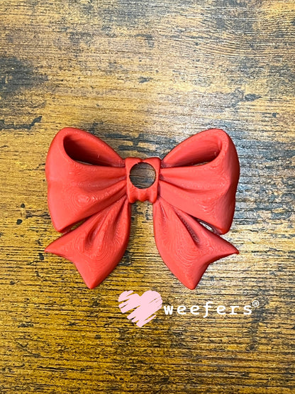 16oz and 24oz Bow Lid Toppers for Tumblers | Bridesmaid & Event Drinkware Accessory (Center HOLE) 8mm Red Weefers