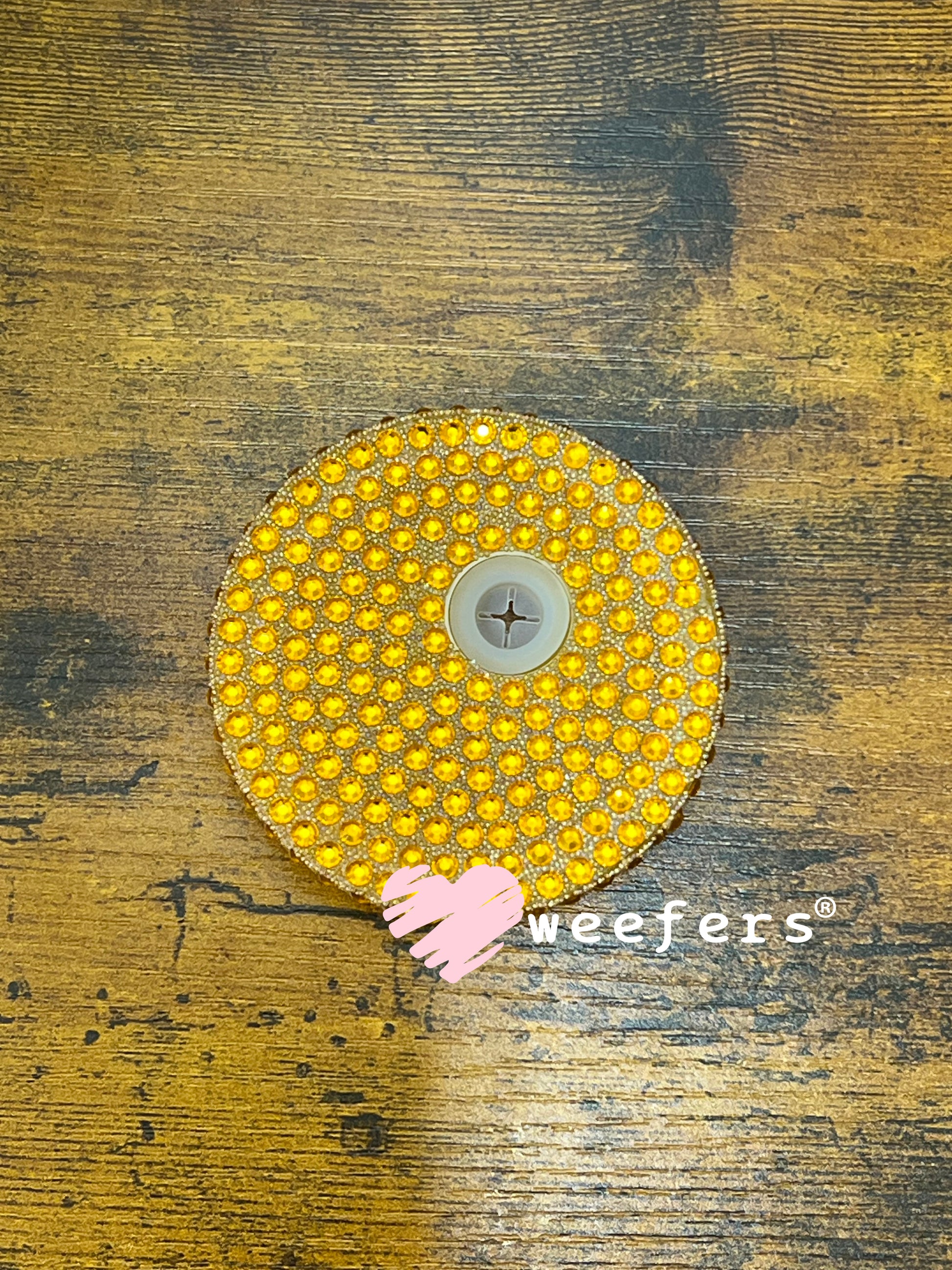 Replacement 16oz Blinged Colored Lids (Fits 16oz Can Shaped Cups) 4 - Yellow Gold Weefers