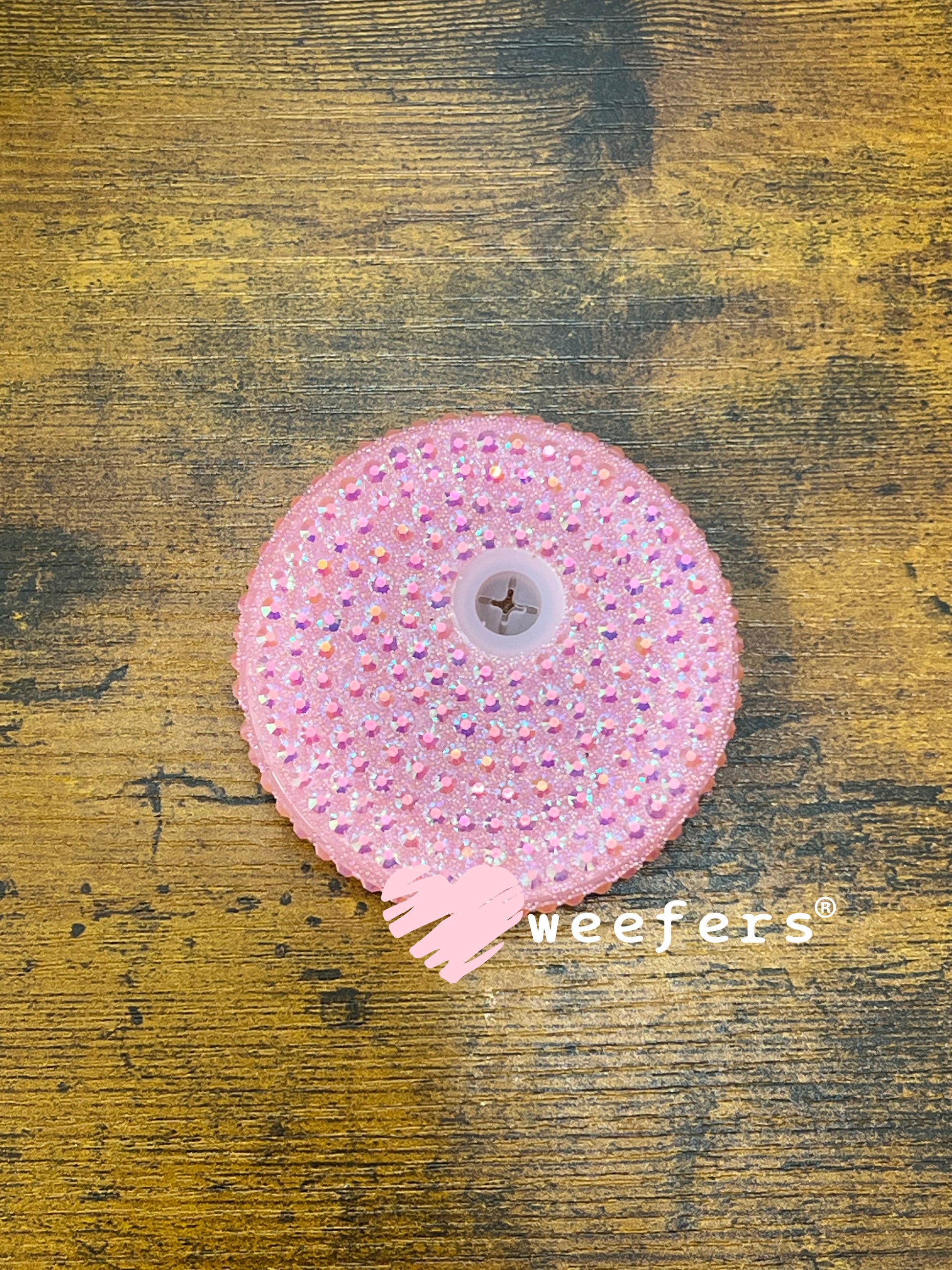 Replacement 16oz Blinged Colored Lids (Fits 16oz Can Shaped Cups) 10 - Light Pink Weefers