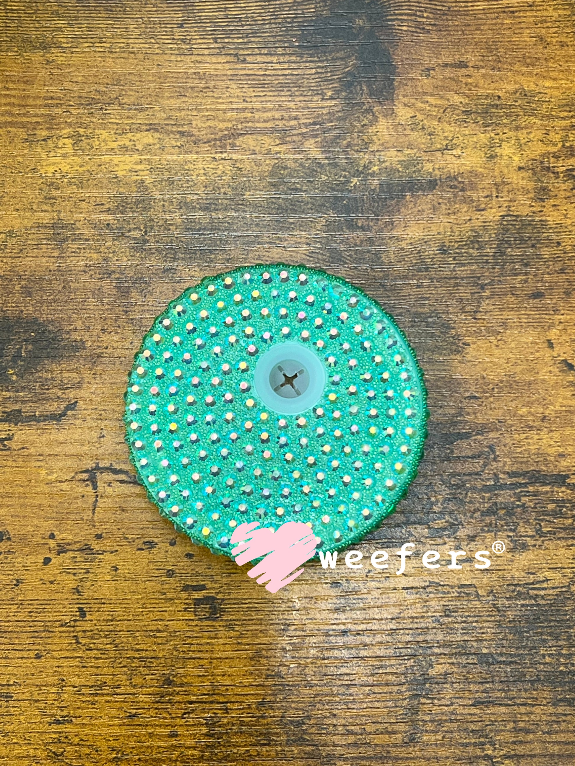 Replacement 16oz Blinged Colored Lids (Fits 16oz Can Shaped Cups) 12 - Seafoam Green Weefers