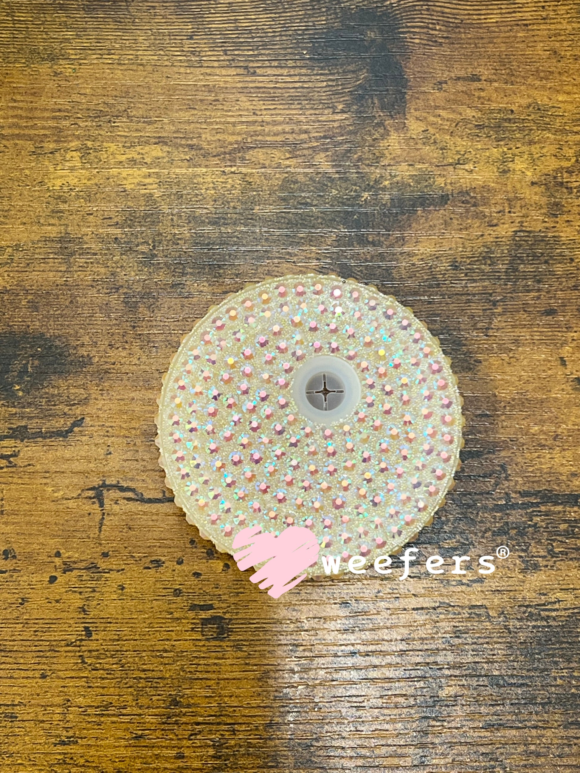 Replacement 16oz Blinged Colored Lids (Fits 16oz Can Shaped Cups) 22 - Cream Weefers