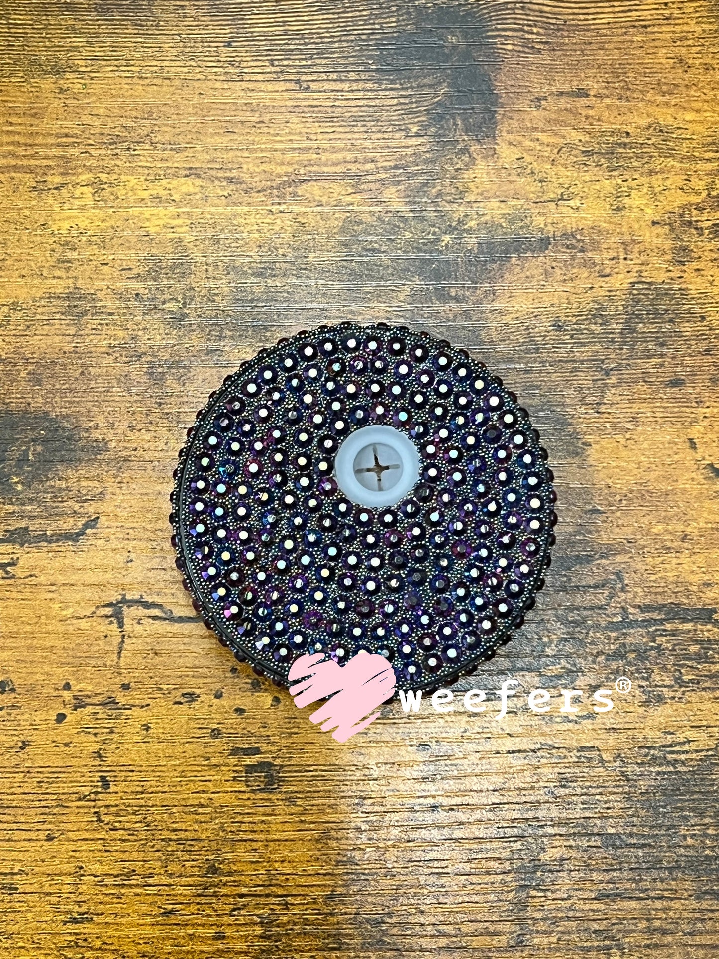 Replacement 16oz Blinged Colored Lids (Fits 16oz Can Shaped Cups) 24 - Purple Black Weefers