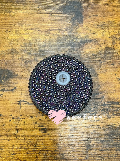 Replacement 16oz Blinged Colored Lids (Fits 16oz Can Shaped Cups) 24 - Purple Black Weefers