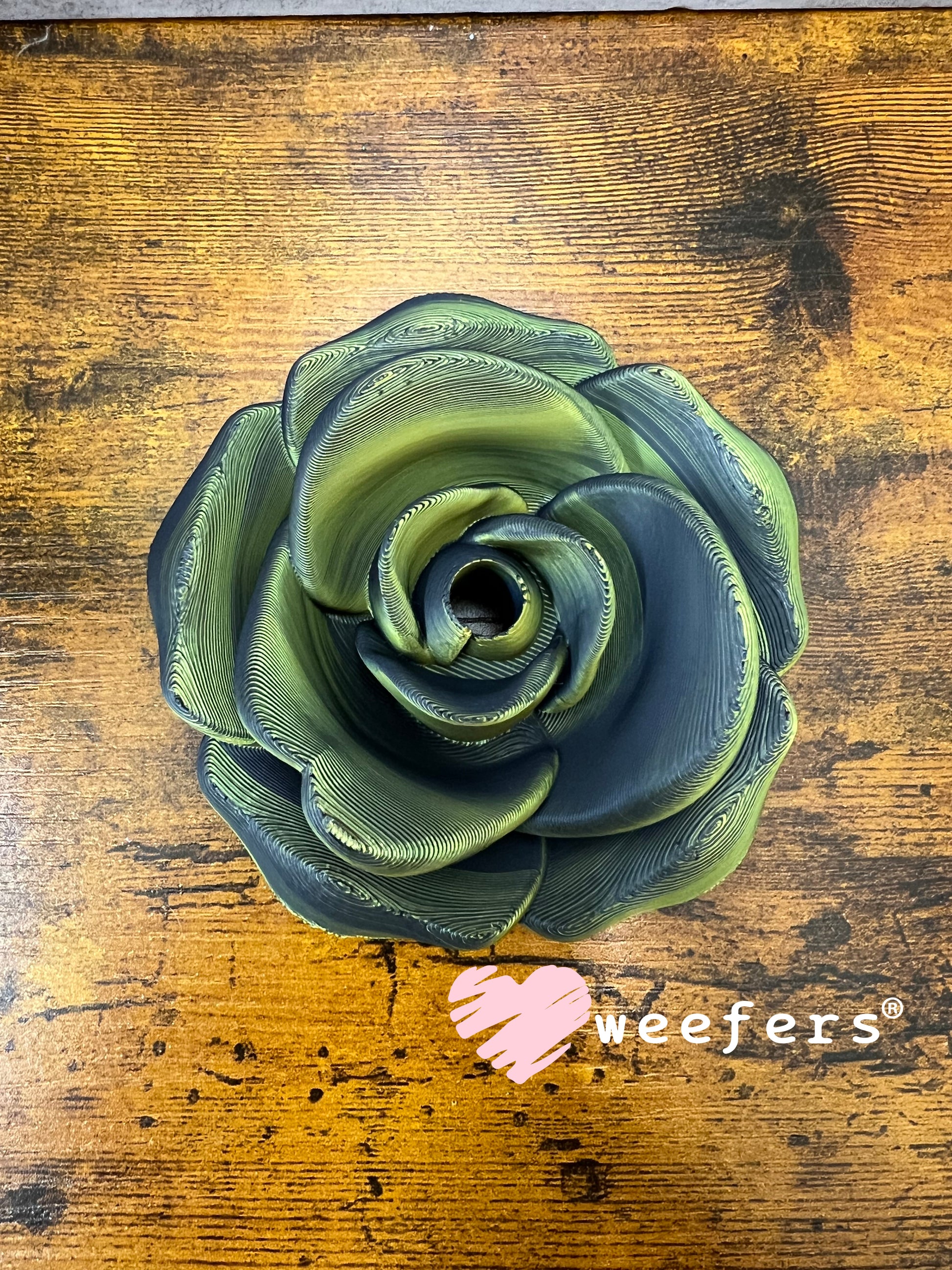 24oz Rose Lid Toppers for Tumblers | Bridesmaid & Event Drinkware Accessory (Center HOLE) 8mm Green Black Weefers