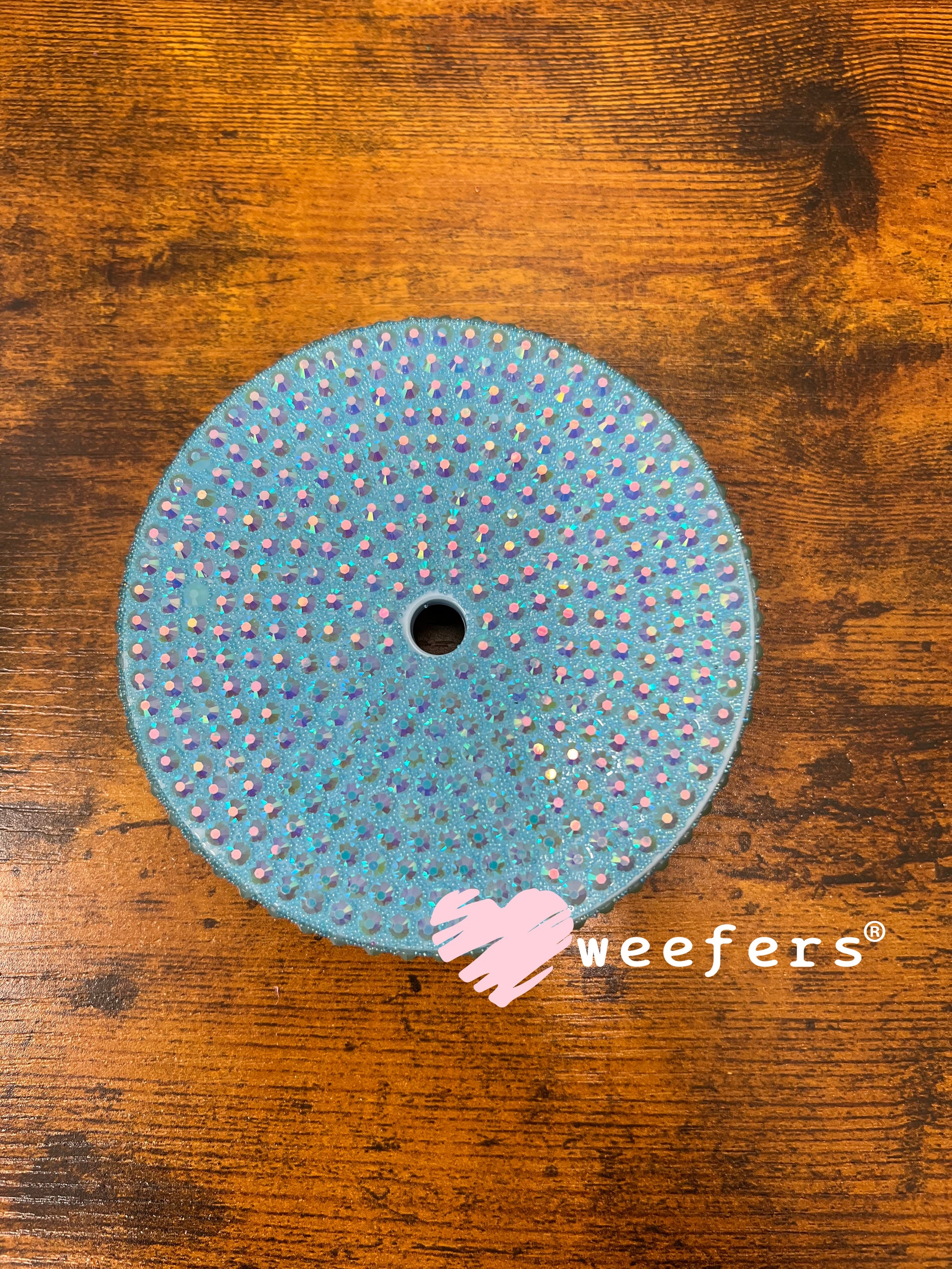Replacement 24oz Blinged Colored Lids (Fits 24oz AGH Snow Globe Cups) Light Blue Weefers