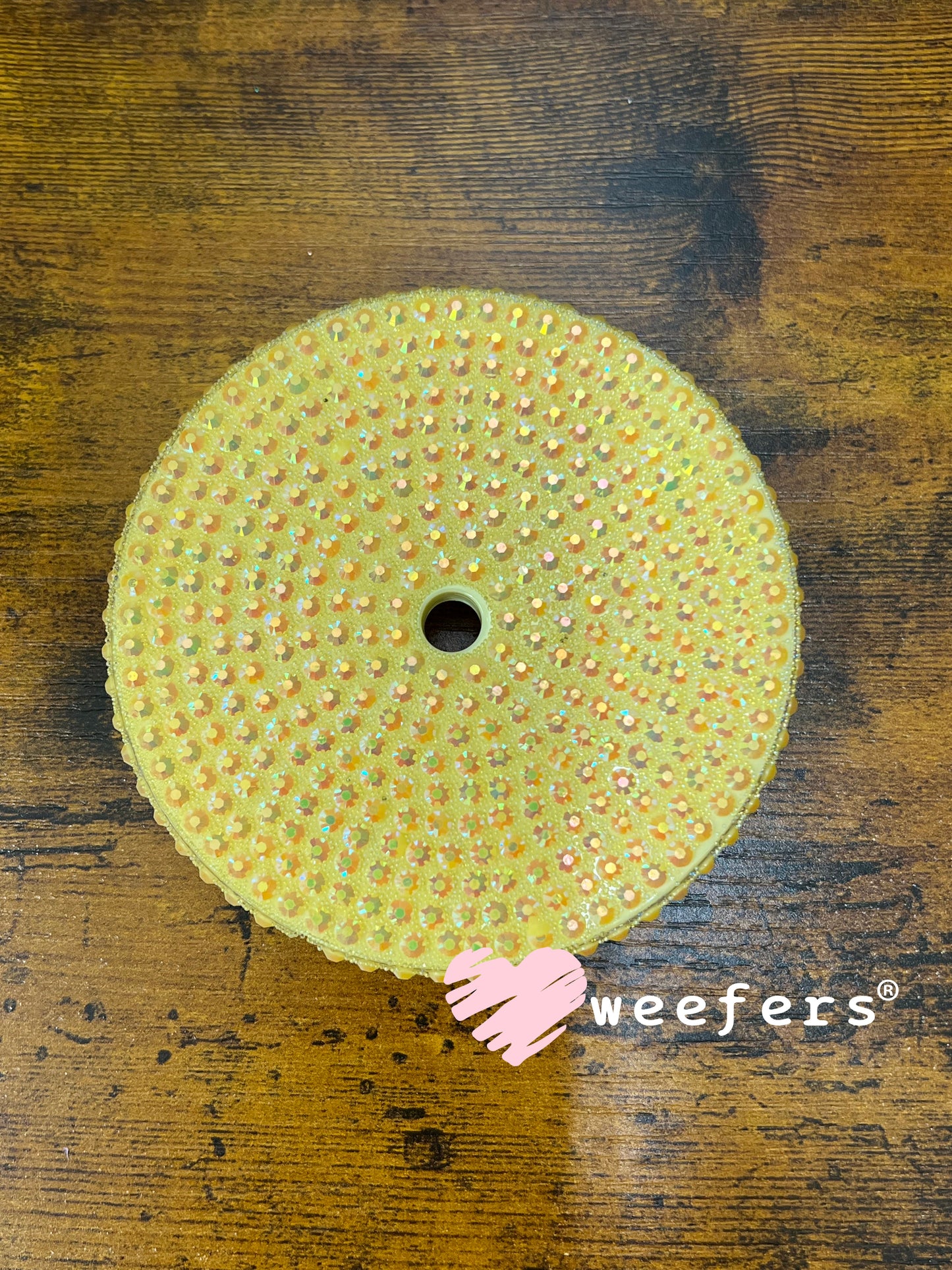 Replacement 24oz Blinged Colored Lids (Fits 24oz AGH Snow Globe Cups) Yellow Weefers