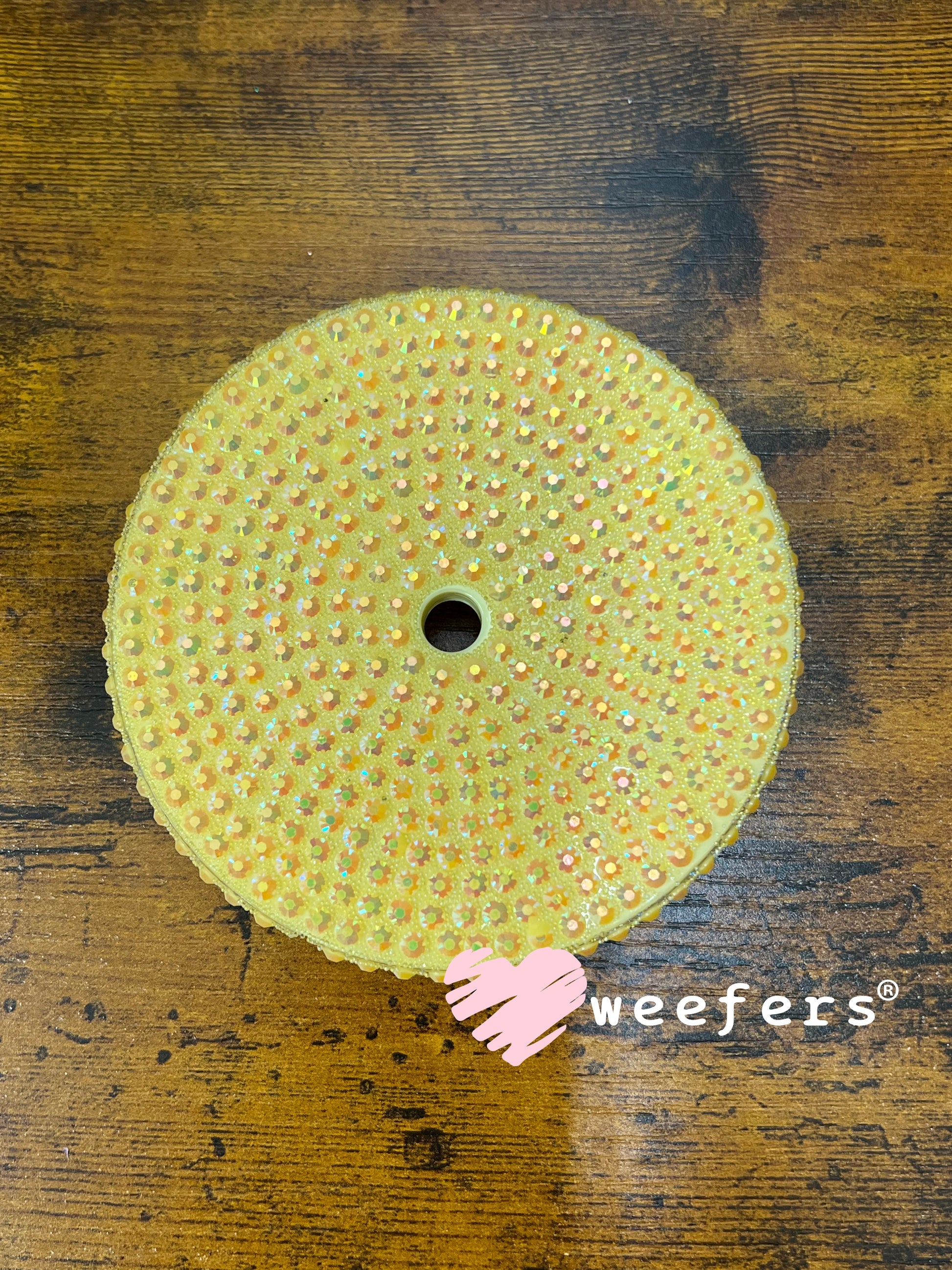 Replacement 24oz Blinged Colored Lids (Fits 24oz AGH Snow Globe Cups) Yellow Weefers