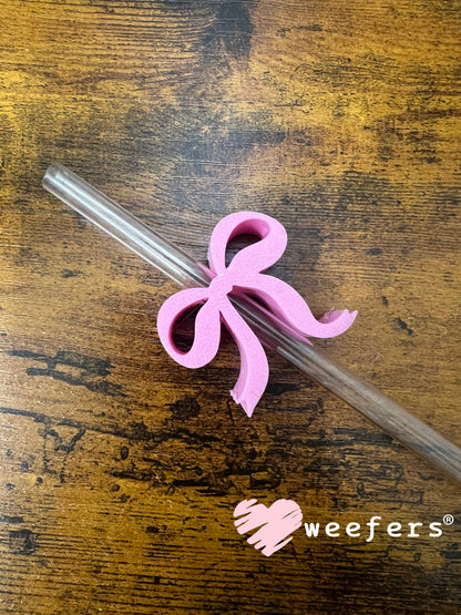 Dainty Bow Large Straw Toppers - fits 10mm Pink - Large Weefers