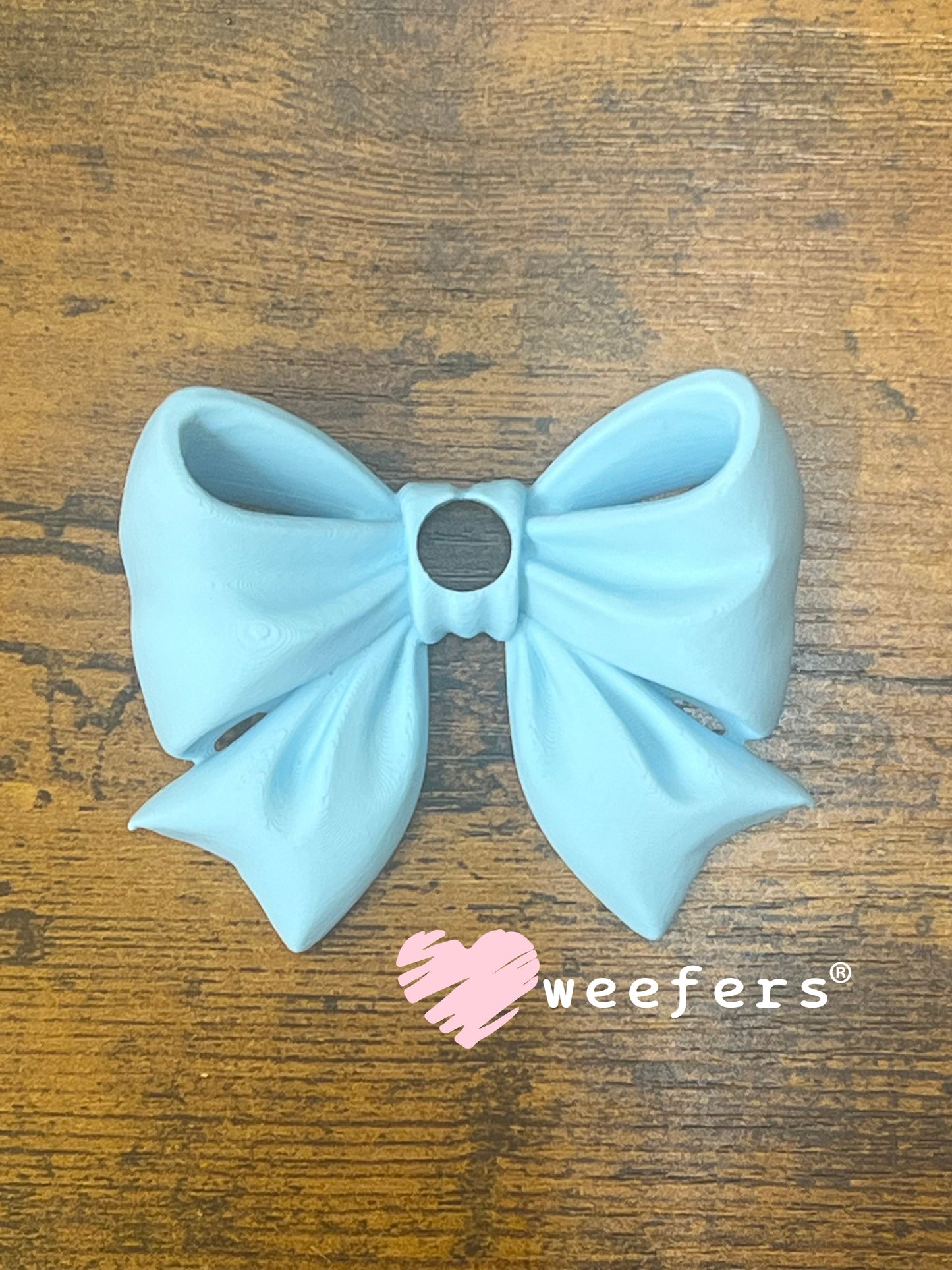 16oz and 24oz Bow Lid Toppers for Tumblers | Bridesmaid & Event Drinkware Accessory (Center HOLE) 8mm Light Blue Weefers