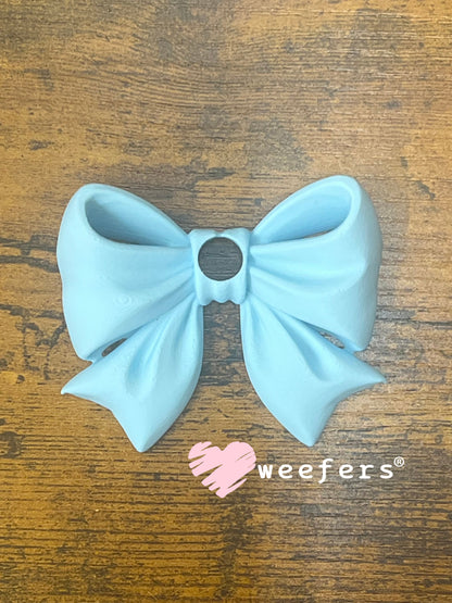 16oz and 24oz Bow Lid Toppers for Tumblers | Bridesmaid & Event Drinkware Accessory (Center HOLE) 8mm Light Blue Weefers